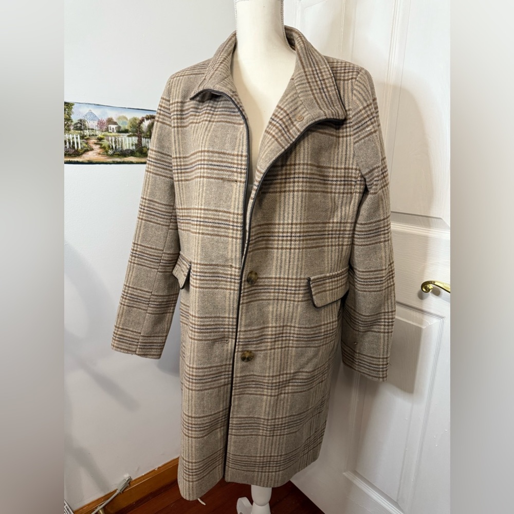 DKNY Plaid Walker Coat